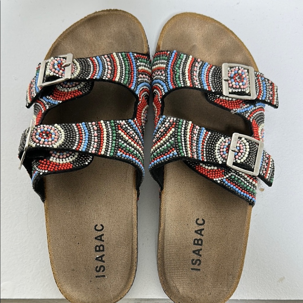 Black and Red Sandals Double-Strap Design